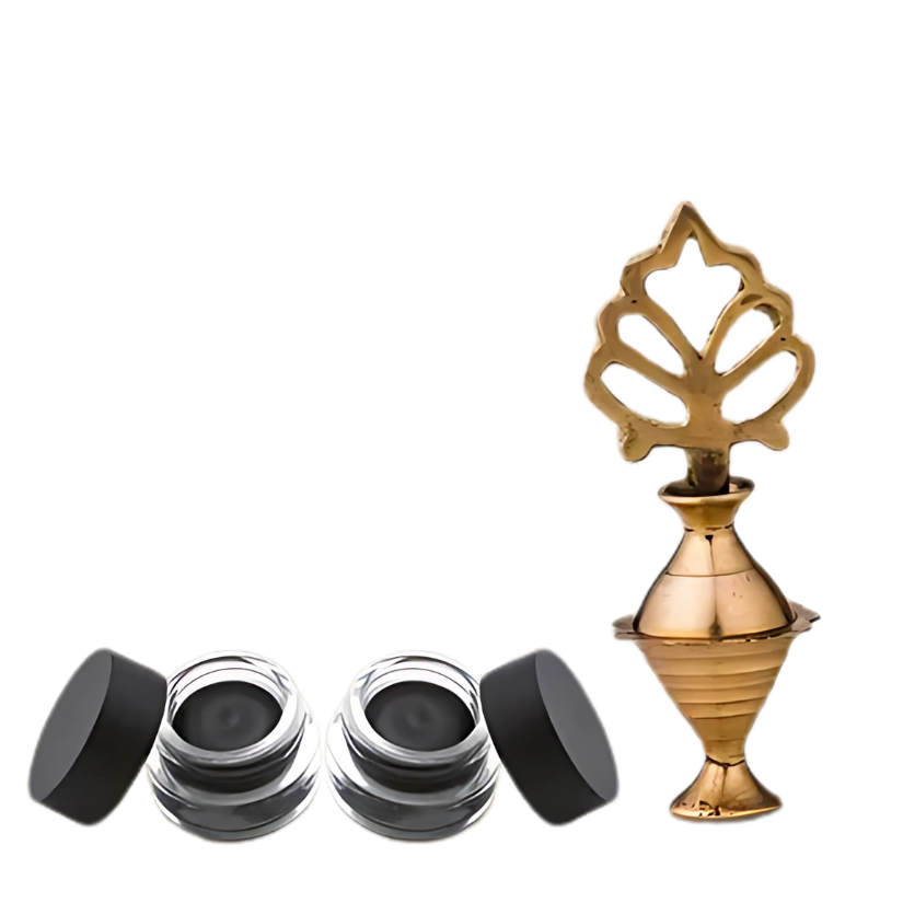 كحل الأثمد الأسود الأصلي عرض2 حبة+المكحلة التراثية النحاسية
