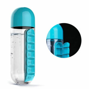 Water bottle with pill organizer bag