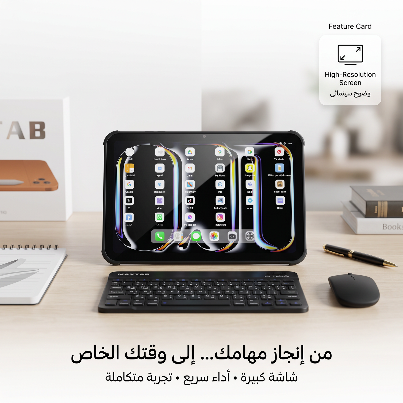 تابلت 12 بوصة MAXTAB 70 Pro (ضمان عام ) بكيبورد و ماوس بلوتوث + مجموعة هدايا - الصورة 4