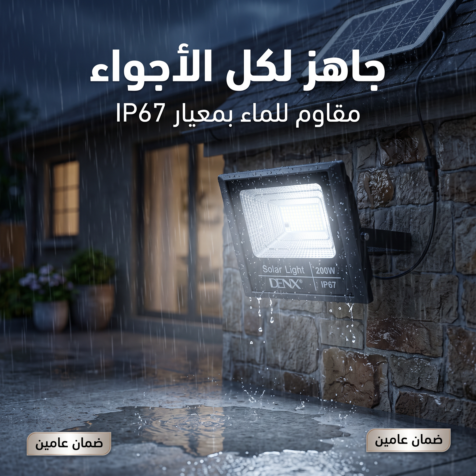 كشاف بالطاقة الشمسية 200 واط من دينكس - اضائة قوية للمساحات الكبيرة - بريموت للتحكم عن بعد (ضمان عامين ) - الصورة 3
