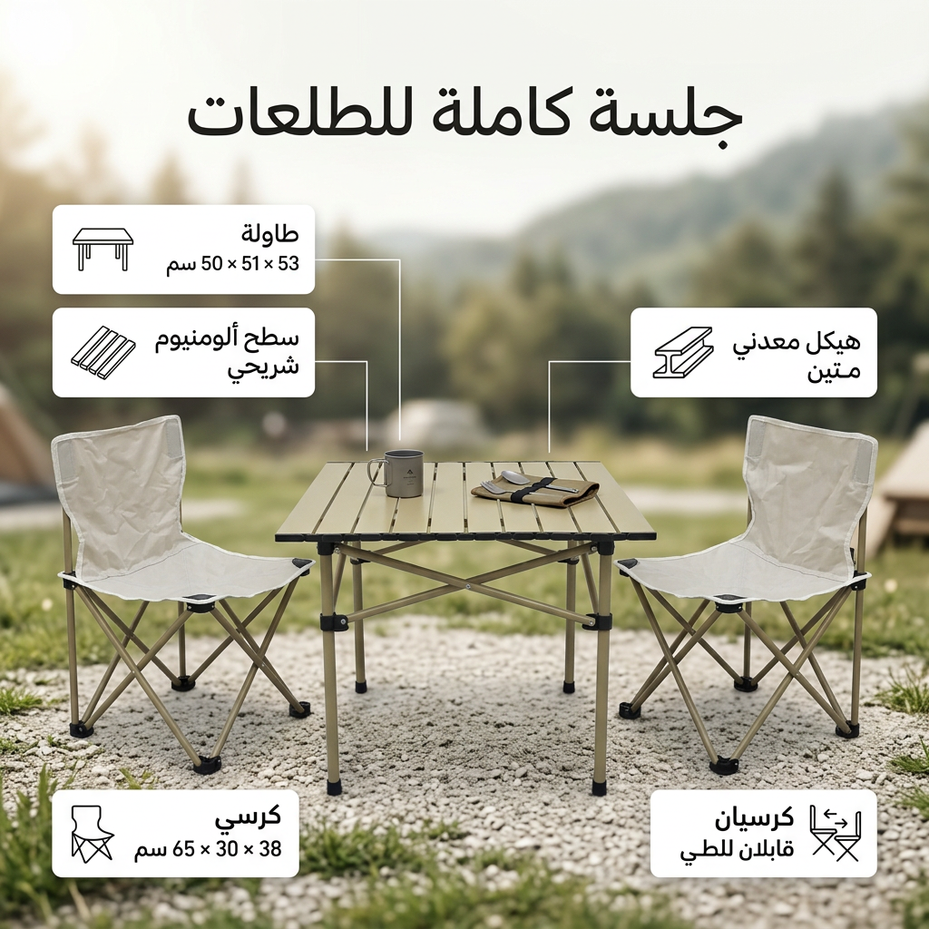 مجموعة البر والطلعات (طاولة مع 2 كراسي) - الصورة 3