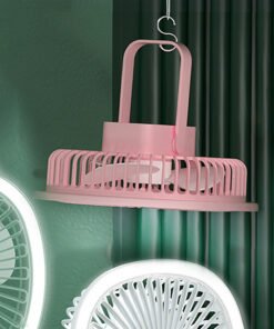 المروحة المحمولة للمنزل والسيارة بمسند مرن، 3 سرعات، وإضاءة LED مدمجة