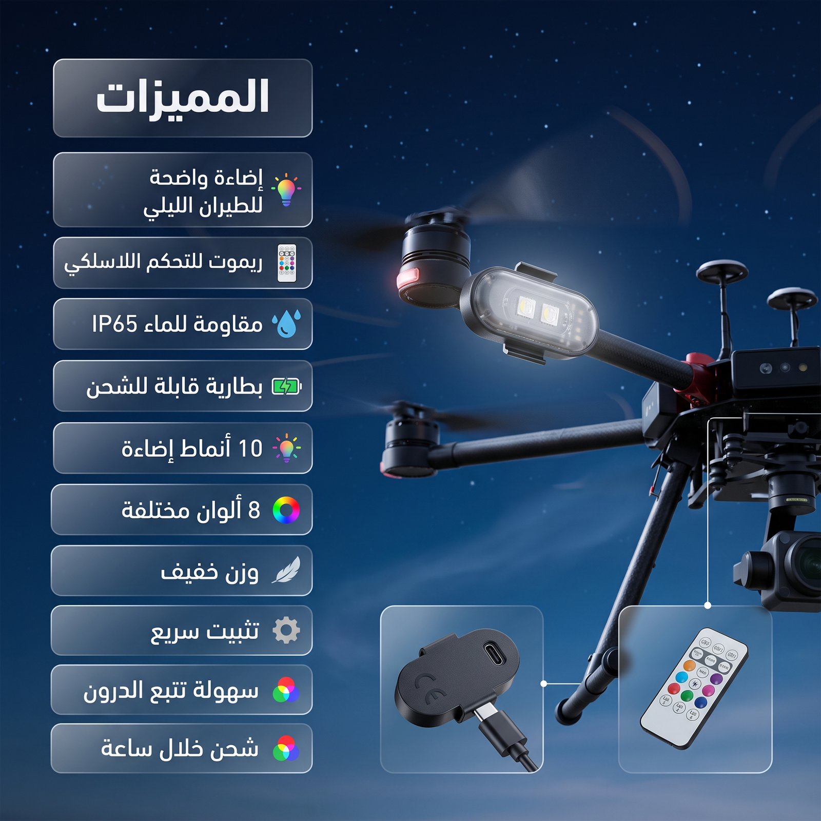 4 مصابيح LED لاسلكية وامضة مع جهاز تحكم عن بعد 10 ألوان لاسلكية قابلة لإعادة الشحن للسيارة بضمان عام - الصورة 4