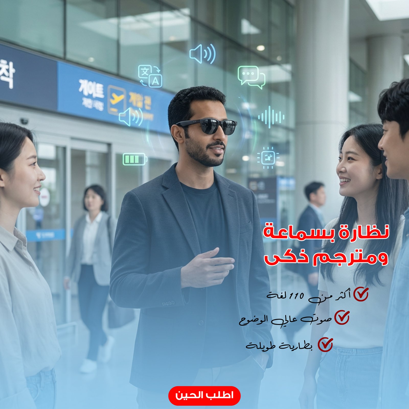 نظارة بسماعة ومترجم ذكى - الصورة 2