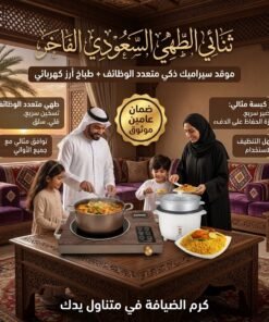 ثُنائي الطَّهي السُّعودي الفاخِر (موقد سيراميك ذكي متعدد الوظائف + طباخ أرز كهربائي)