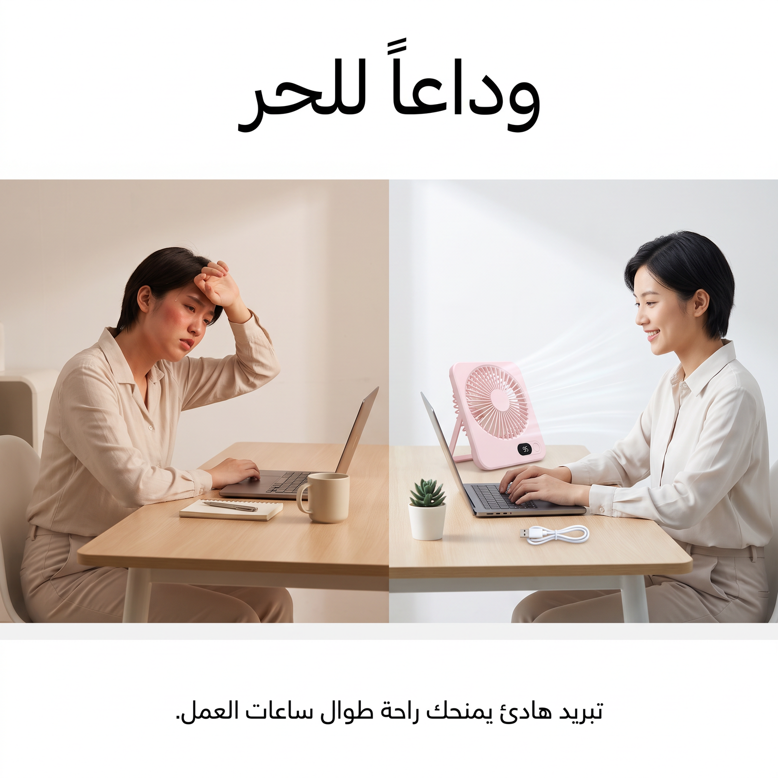 مروحة مكتب وسفر محمولة تعمل بالشحن (5 سرعات وشاشة LED) - الصورة 6