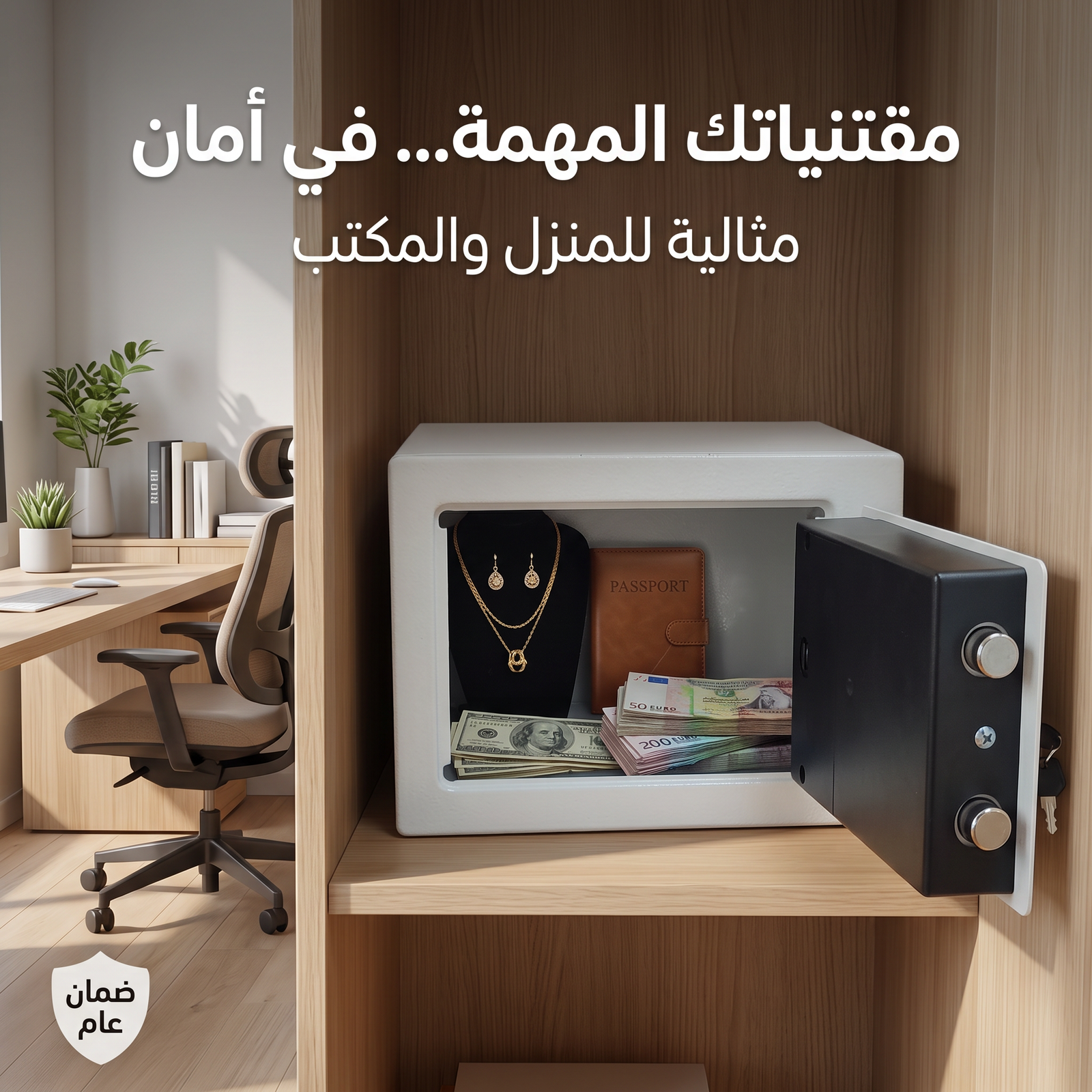 خزنة إلكترونية آمنة برمز رقمي لحفظ المقتنيات والأموال – 17 × 17 × 23 سم – ضمان عام - الصورة 2