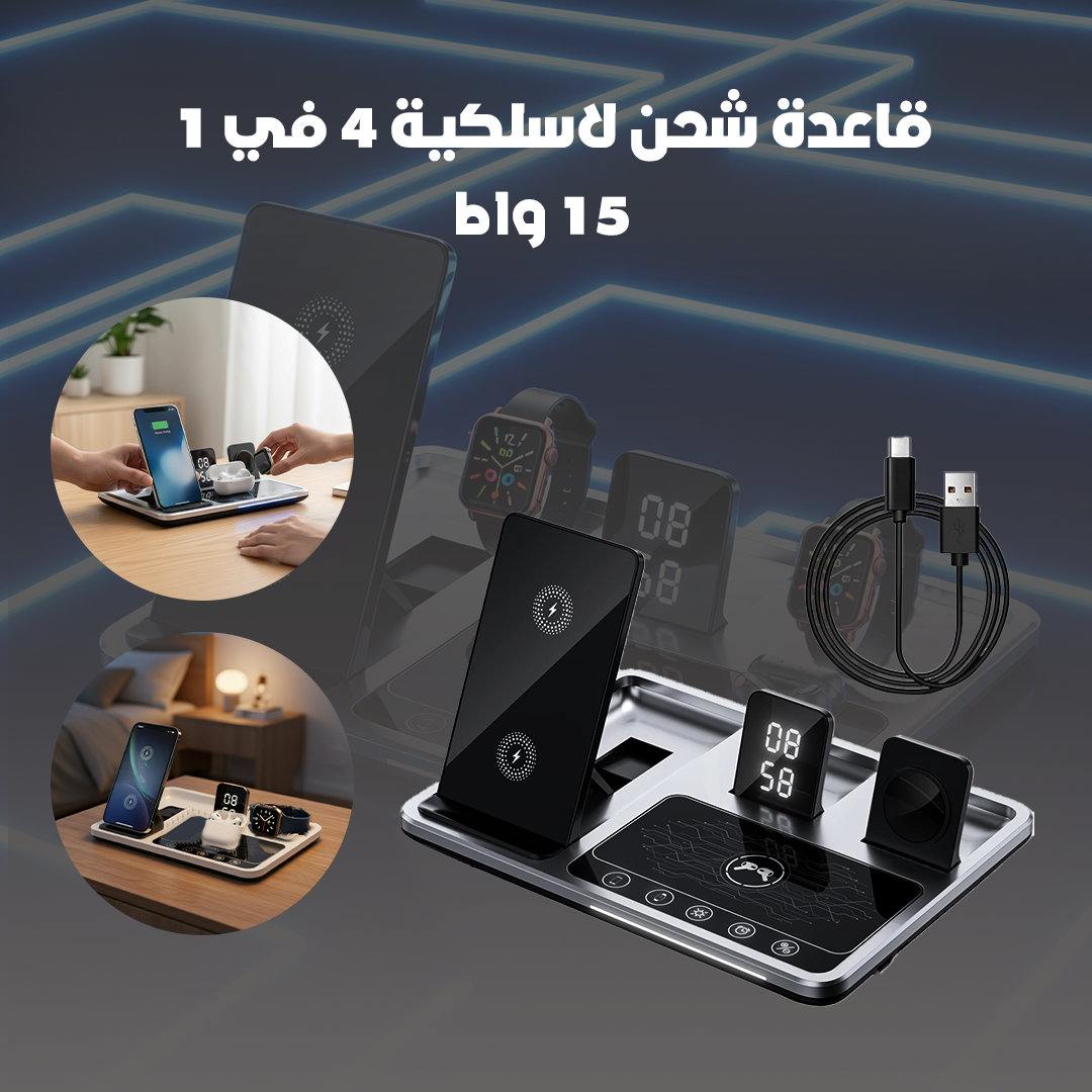 قاعدة شحن لاسلكية 4 في 1 - 15 واط - الصورة 4