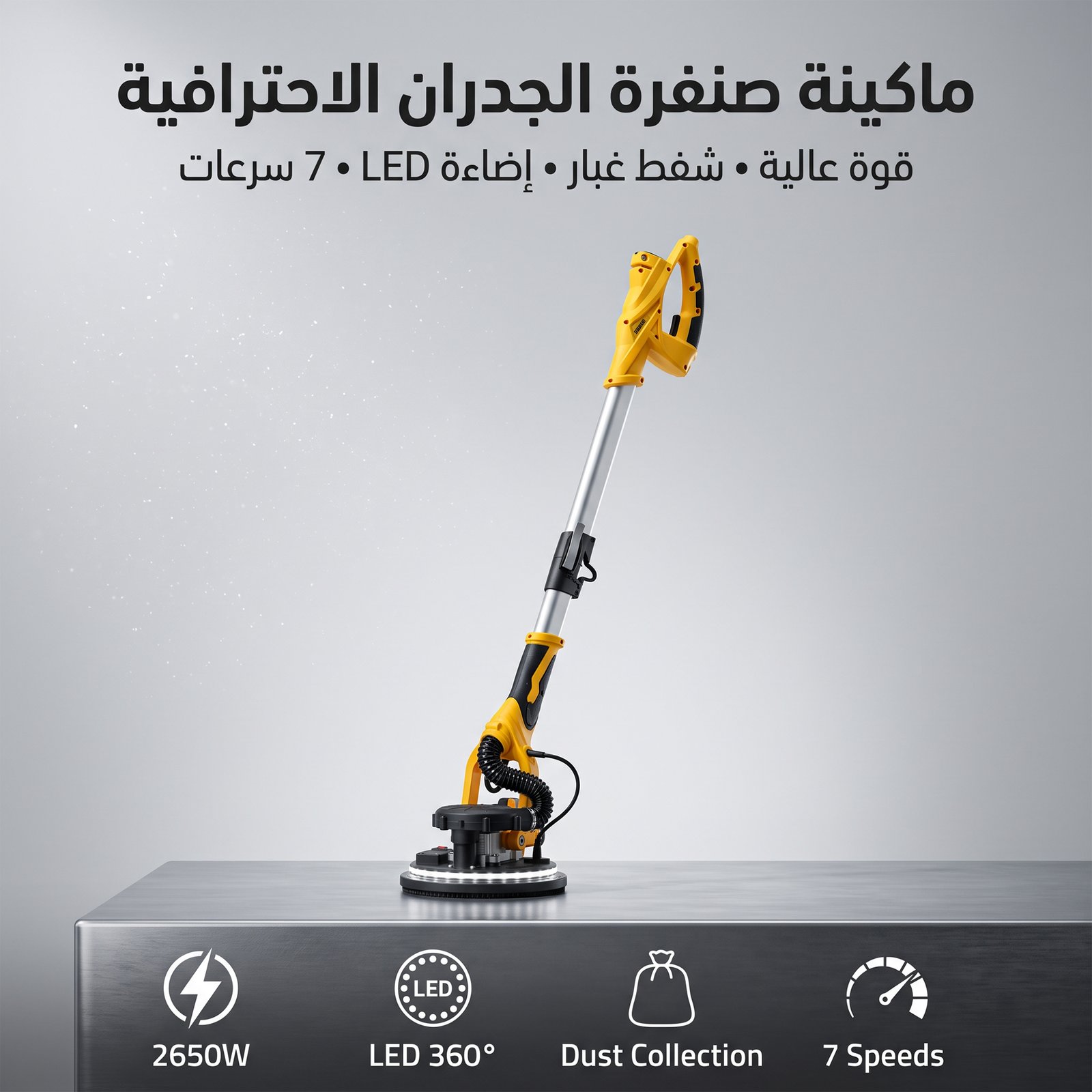 ماكينة تسوية وتشطيب يدوية كهربائية للأسمنت والبلاط، وجهاز صنفرة لمعجون الجدران، وآلة تلميع للأرضيات والجدران