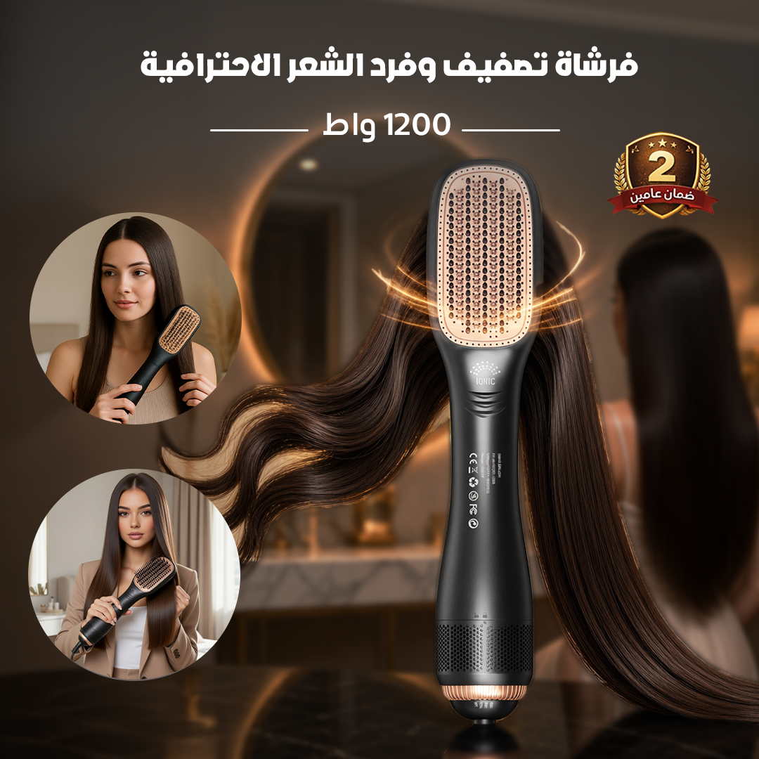 فرشاة تصفيف وفرد الشعر الاحترافية - 1200 واط ضمان عامين