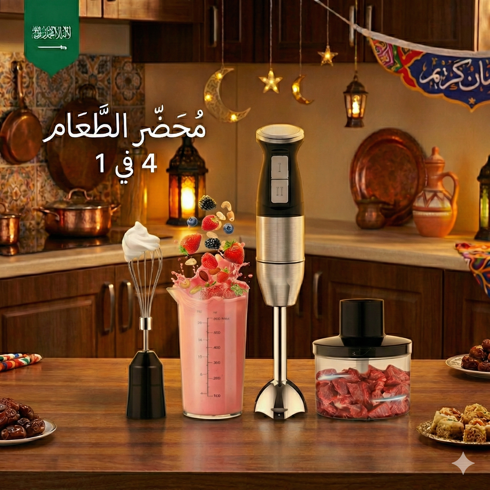 محضر الطعام (خلاط يدوي و هاند بلندر 4 في 1 للتقطيع و الفرم )