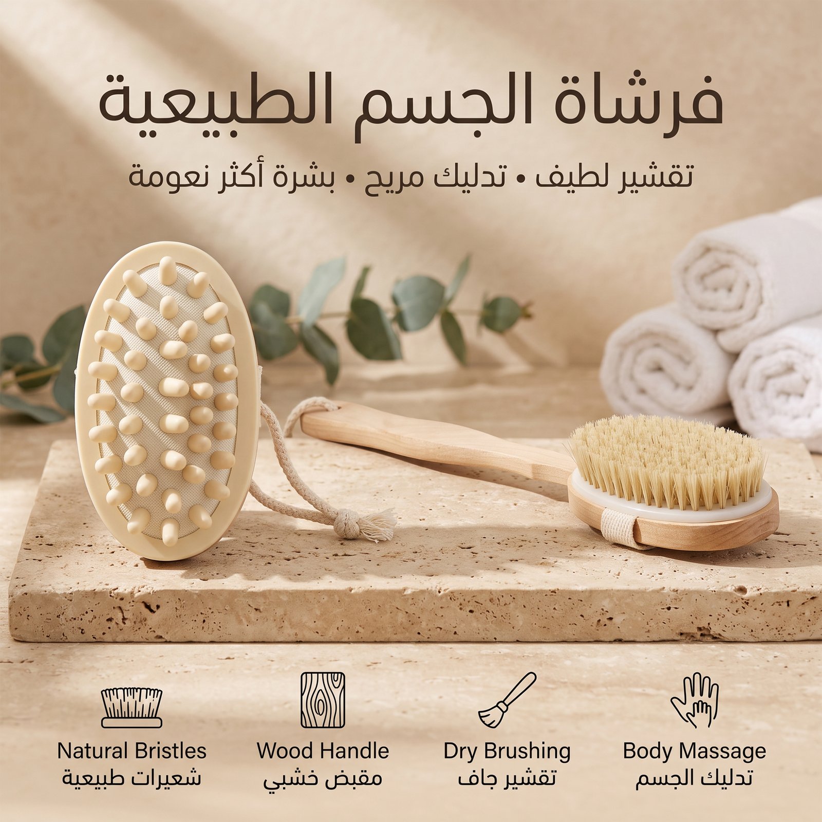• فرشاة للجسم للتقشير وازالة السيلوليت