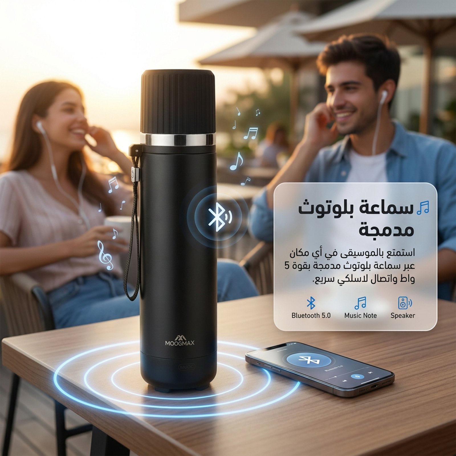 حافظة مشروبات Moog max الذكية مع سبيكر L - الصورة 5