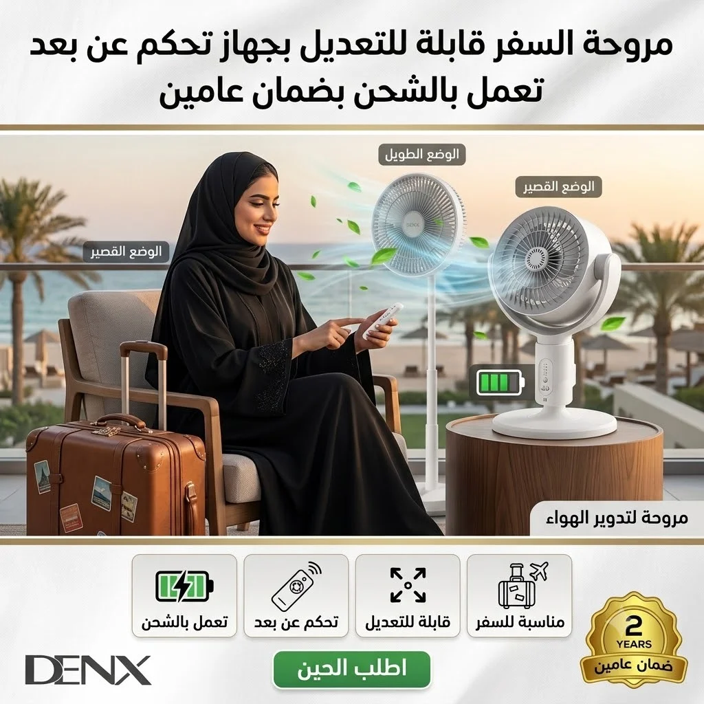 مروحة السفر قابلة للتعديل بجهاز تحكم عن بعد تعمل بالشحن بضمان عامين