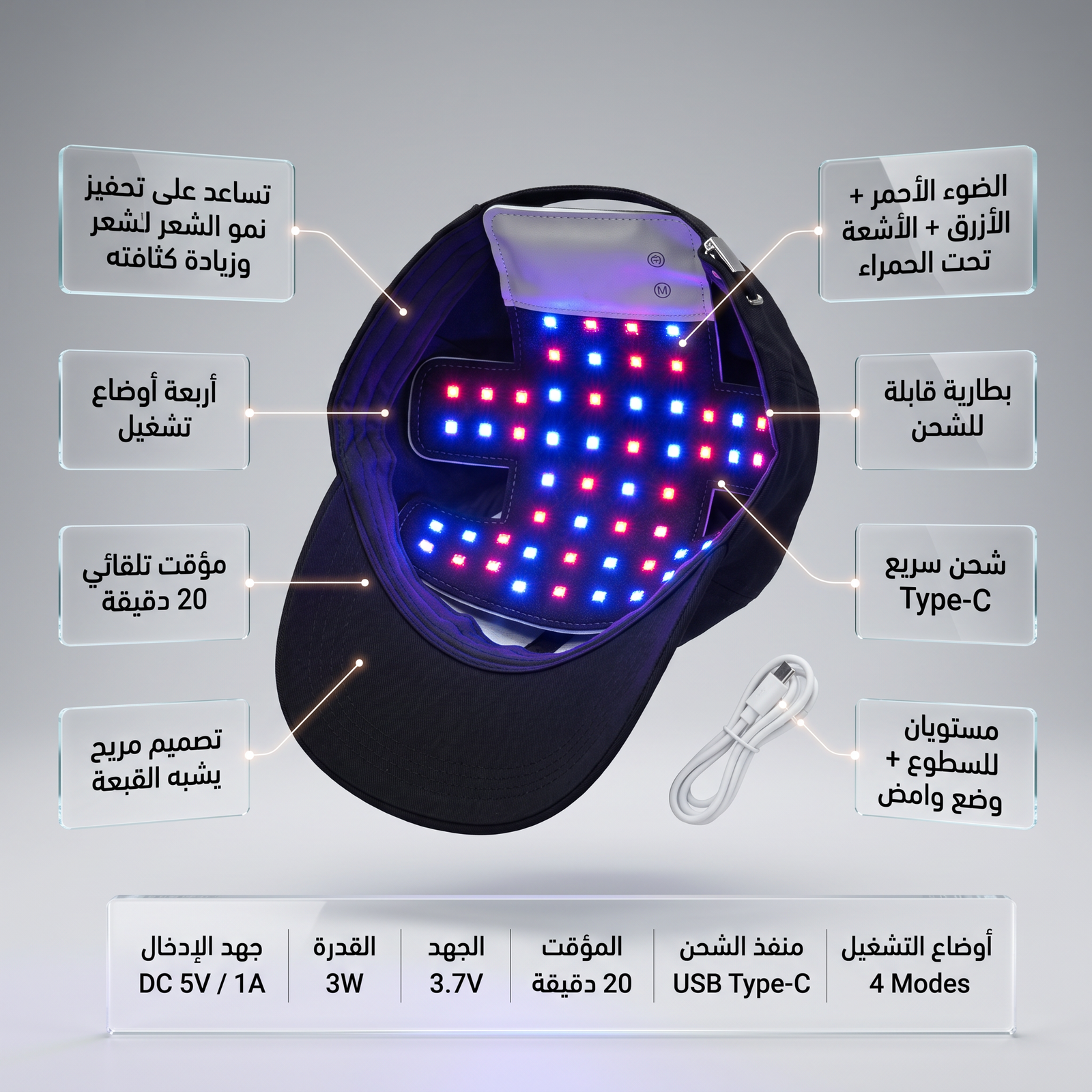 قبعة الضوء الأحمر لعلاج تساقط الشعر - الصورة 2
