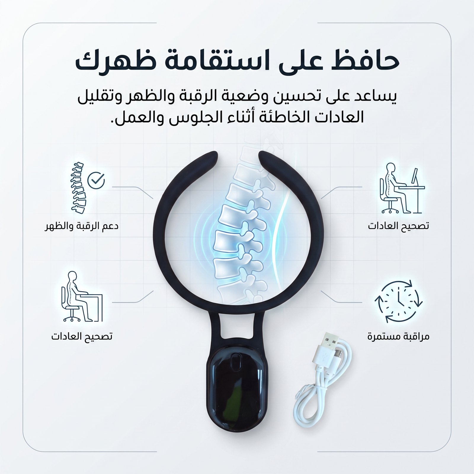 دعامة ظهر ذكية للرجال والنساء لتصحيح وضعية الجسم