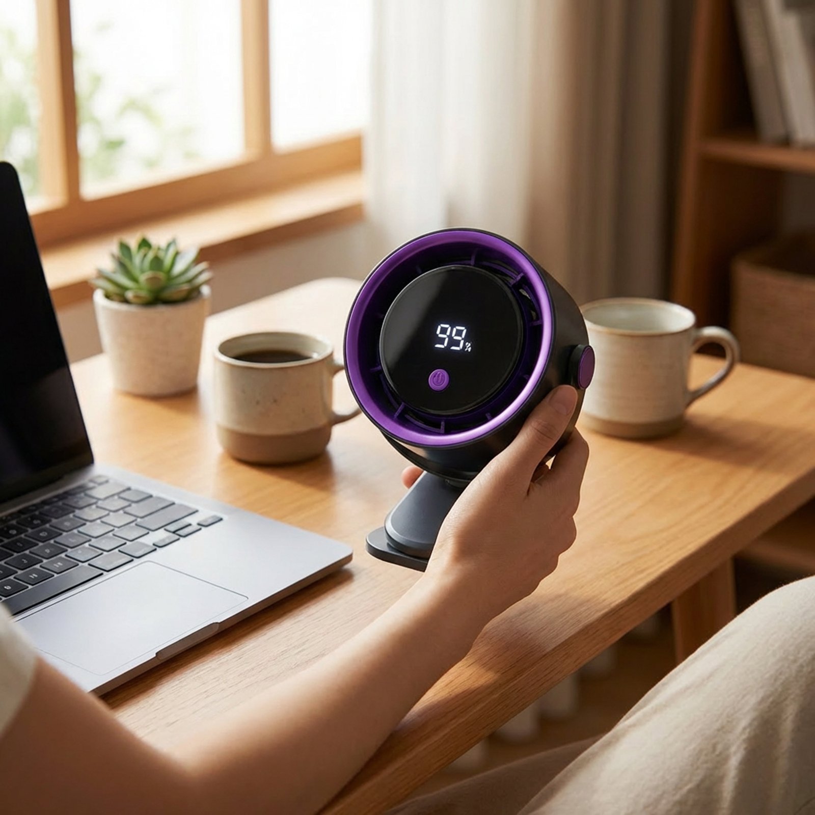 مروحة تبريد هواء مع مشبك للتعليق الجداري ( مزودة بشاشة LED - قابلة للتعديل وتعمل بمنفذ USB) - الصورة 5