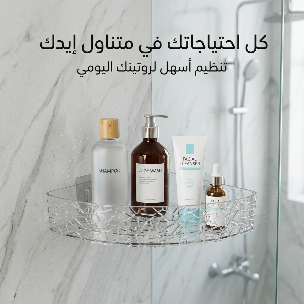 رف زاوية متعدد الاستخدامات منظم للحمام والمطبخ بدون حفر - الصورة 2