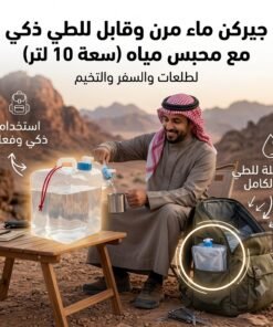 جيركن ماء مرن وقابل للطي ذكي مع محبس مياه (سعة 10 لتر).لطلعات والسفر والتخيم