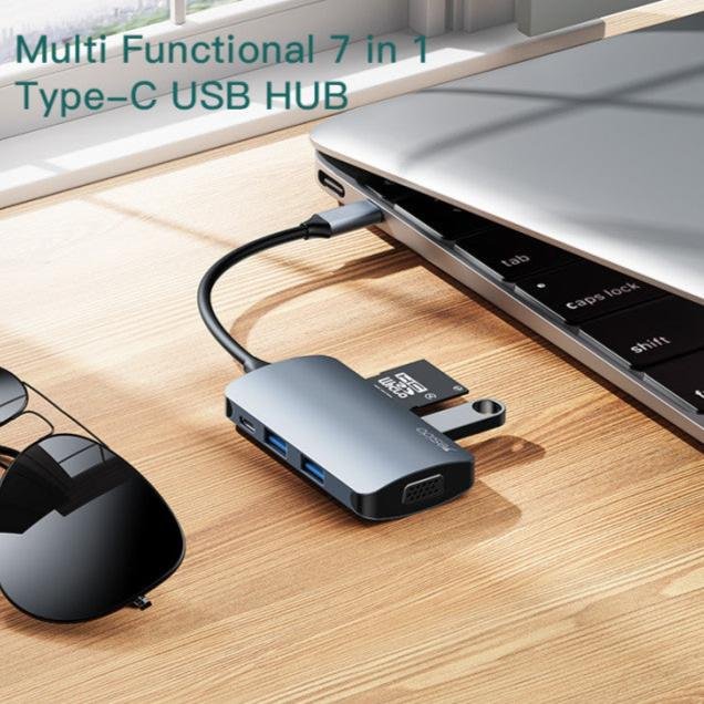 7 في 1 من النوع C إلى محور USB خارجي