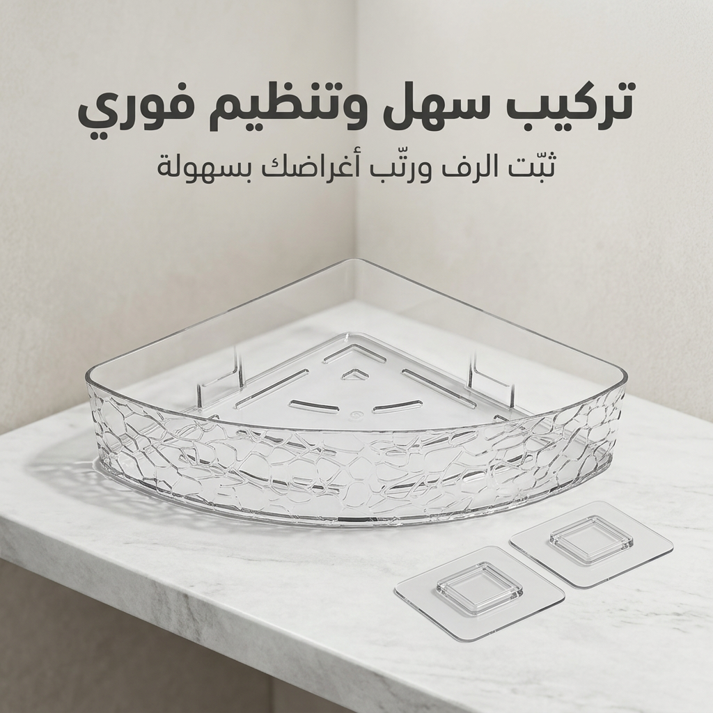 رف زاوية متعدد الاستخدامات منظم للحمام والمطبخ بدون حفر - الصورة 6