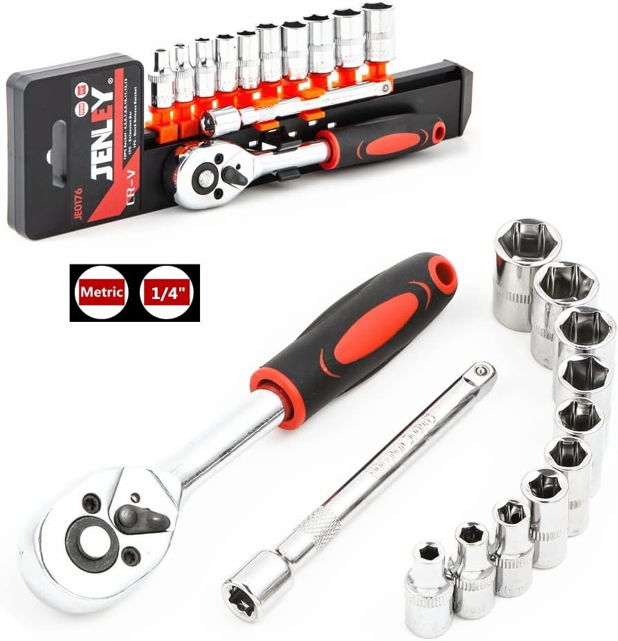 مقبض سقاطة (Ratchet) مقاس 1/4 بوصة ومجموعة رؤوس مفاتيح ربط (Sockets) - الصورة 2
