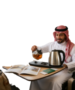 طقم غلاية علي قاعدة مع ابريق شاي هدية بضمان عامين (مناسبة للسفر )