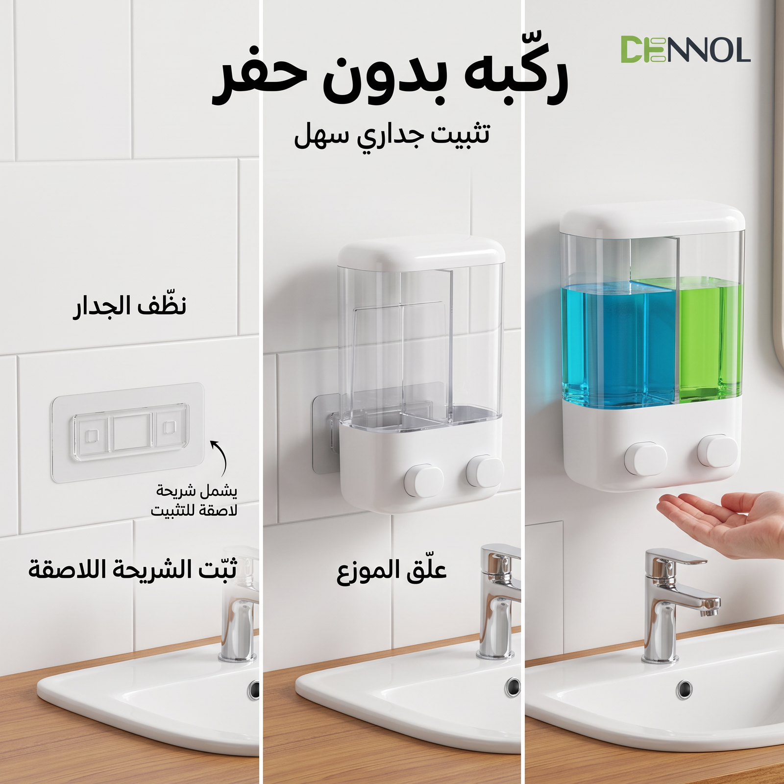 ديسبنسر الصابون والشامبو الجداري الثلاثي - الصورة 2