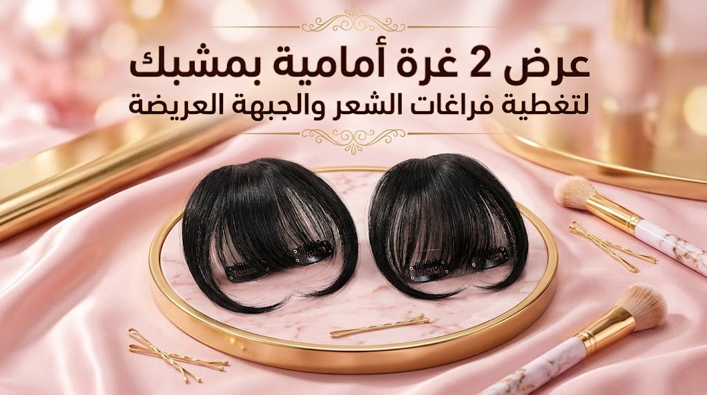 عرض 2 غرة أمامية بمشبك لتغطية فراغات الشعروالجبهة العريضة