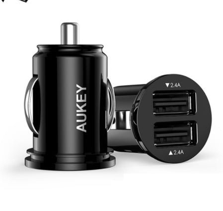 AUKEY Universal Mini Car Charger 2USB Car-Charger السيارات شاحن الهاتف المحمول الهاتف الخليوي محول الشحن