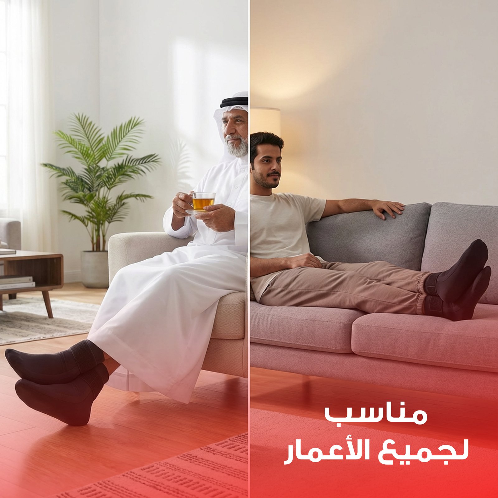 جوارب جل بارد و ساخن قابل لإعادة الاستخدام لكبار السن لتخفيف الالام الكاحل والقدم - 2 قطعة - الصورة 2