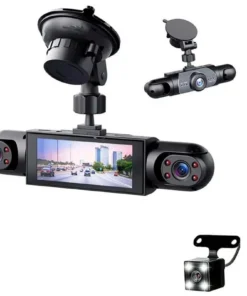 داش كام للسيارة 4 عدسات بدقة HD 1080P مزودة ببطارية قابلة للشحن مع واي فاي (WiFi) ورؤية ليلية - مقاومة للحرارة حتى 70° - سهلة التركيب بمقبس الولاعة (ضمان عامين)