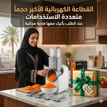 القطاعة الكهربائية الأكبر حجماً لتقطيع وبشر الجبن والخضروات والفواكة متعددة الإستخدامات بضمان عامين مع هدية مجانية - الصورة 2