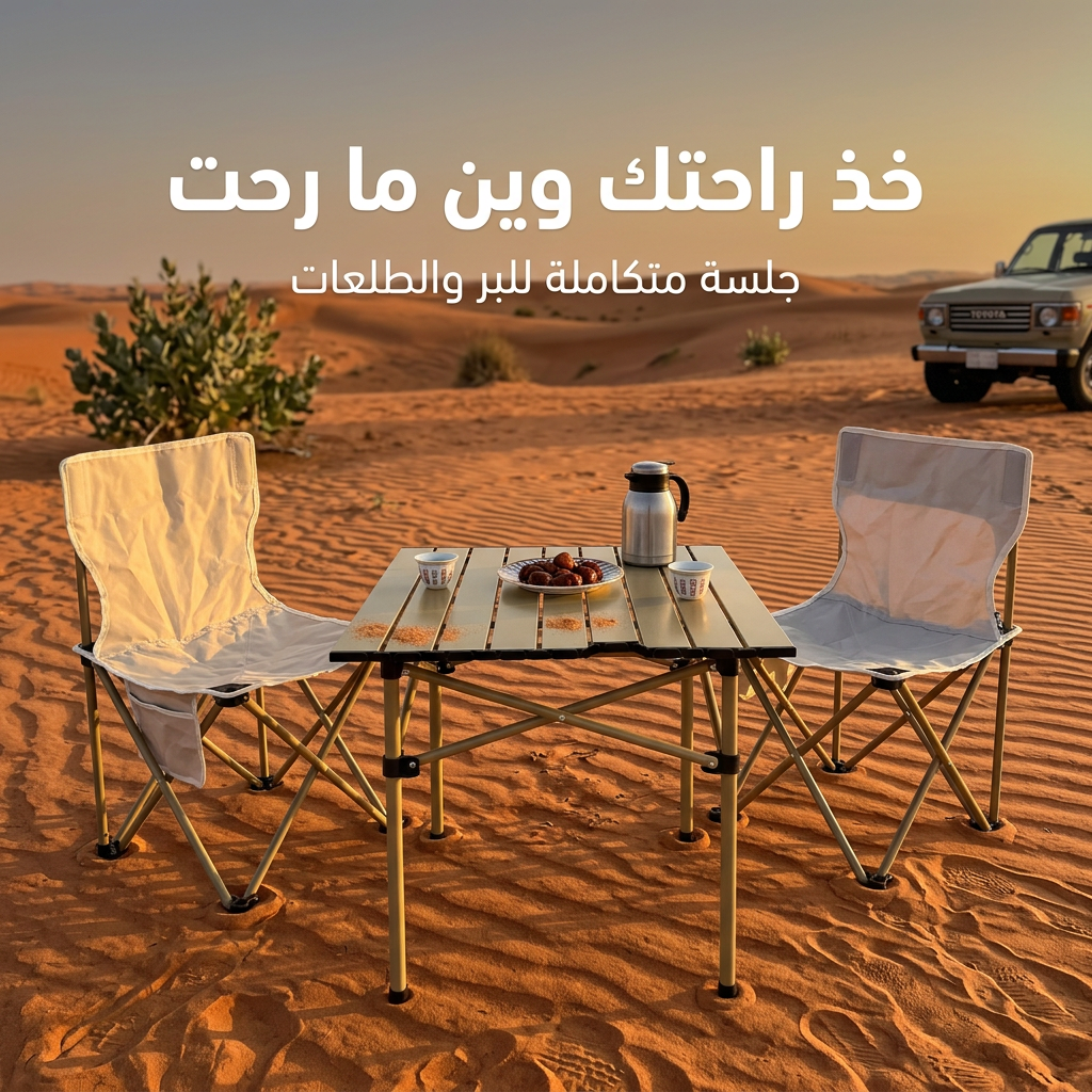 مجموعة البر والطلعات (طاولة مع 2 كراسي)