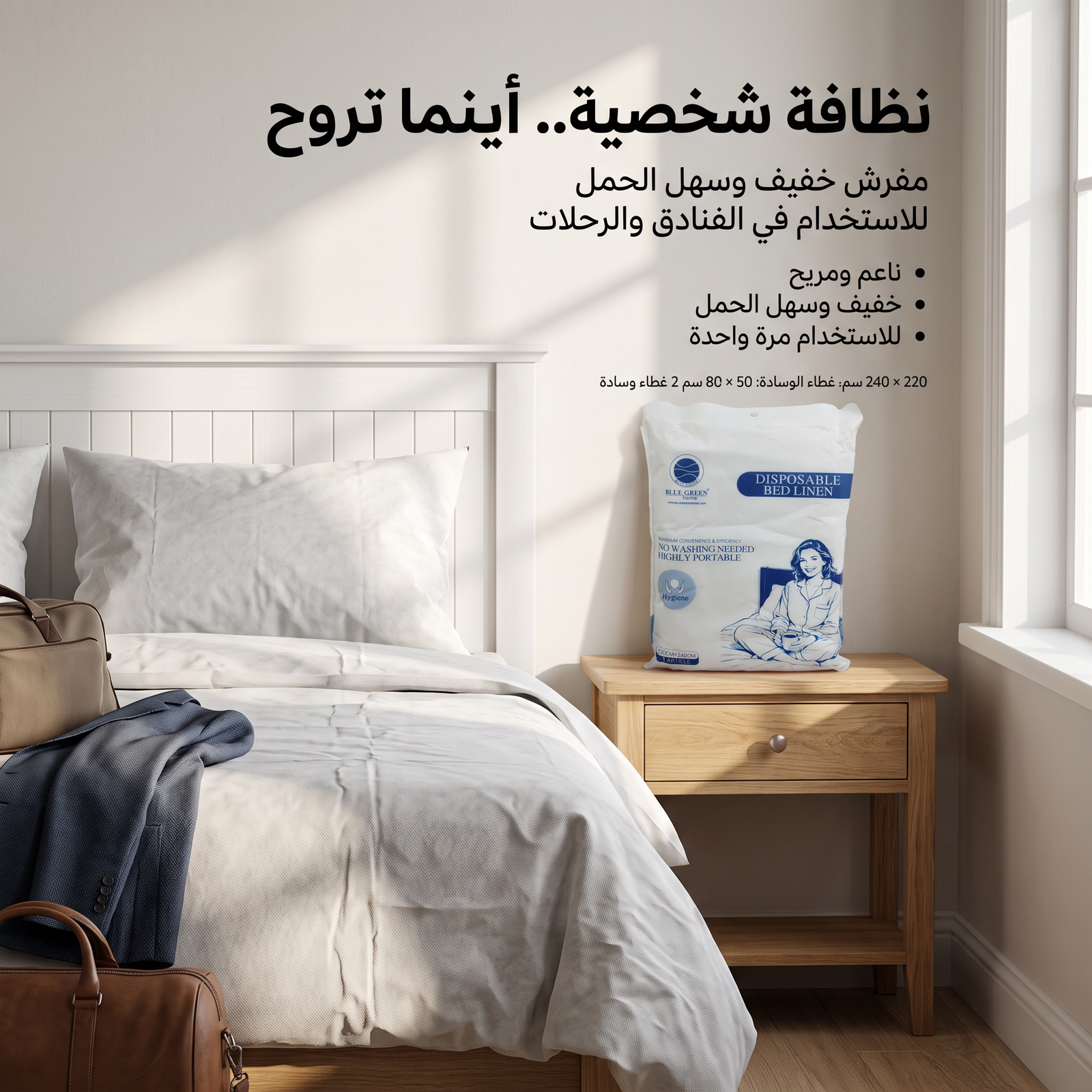 طقم غطاء سرير فندقي للاستخدام مره واحده - الصورة 4