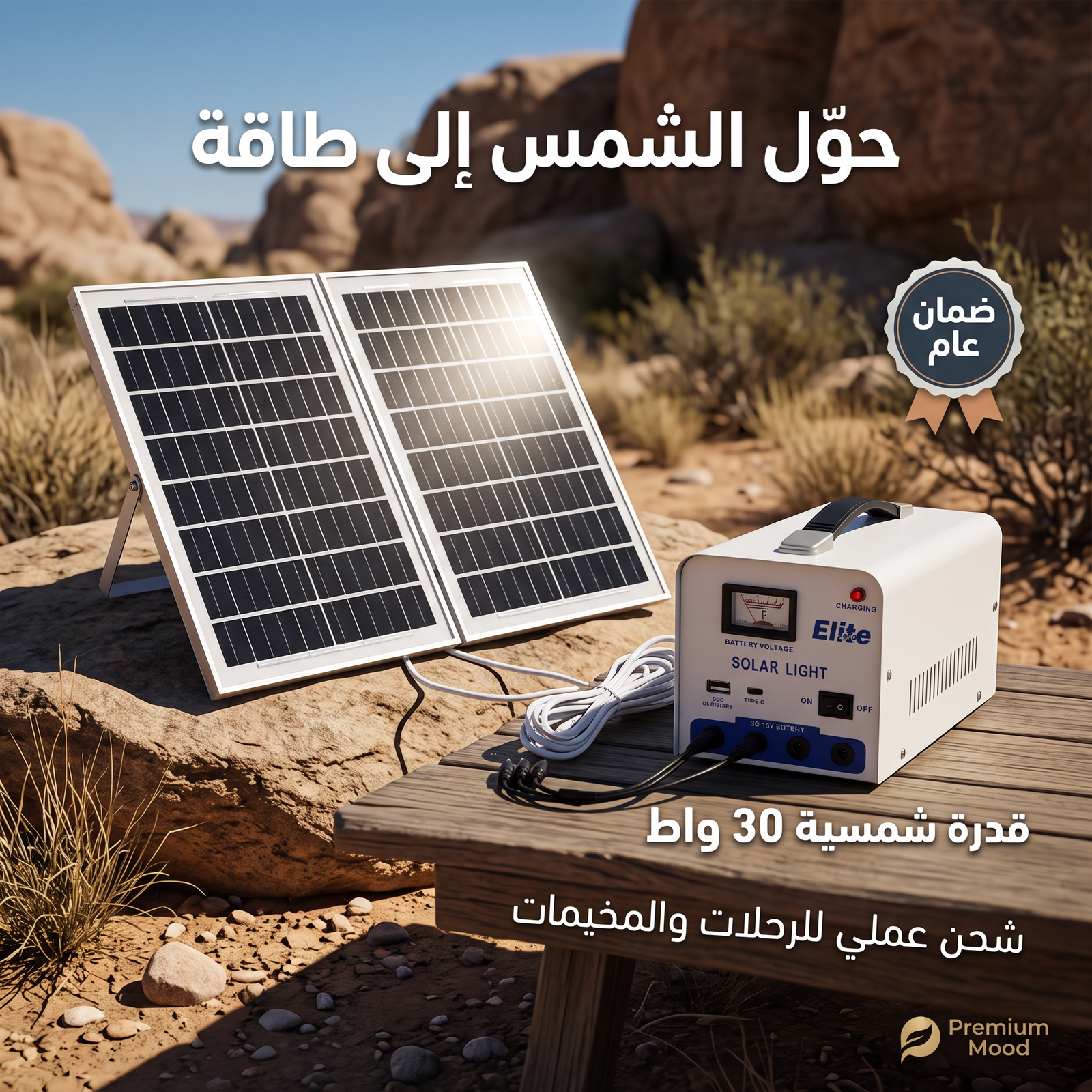محطة طاقة شمسية محمولة، نظام إضاءة وشحن متعدد المخارج (USB, Type-C, DC)، مثالية للمخيمات والرحلات ( ضمان عام) - الصورة 3