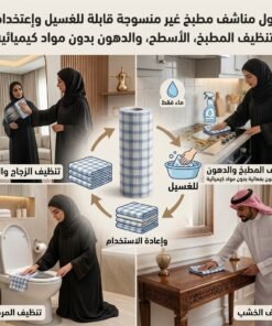رول مناشف مطبخ غير منسوجة قابلة للغسيل وإعادة الاستخدام لتنظيف الأسطح والدهون