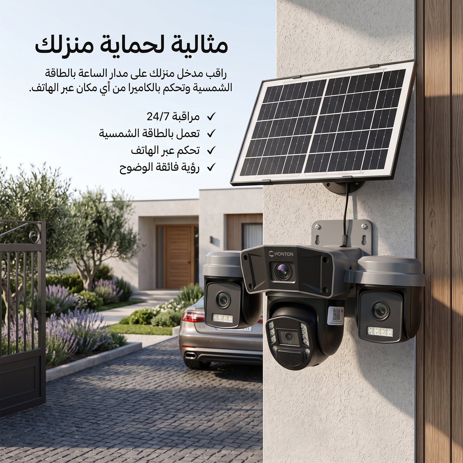 S60 ﻛﺎﻣﯾرا ﻻﺳﻠﻛﯾﺔ ﺑﺎﻟطﺎﻗﺔ اﻟﺷﻣﺳﯾﺔ - 3 ﻋدﺳﺎت - ﻣدﺧل ﺷرﯾﺣﺔ - ﺗﺣﻛم ﺑﺎﻟﮭﺎﺗف (ضمان عام )