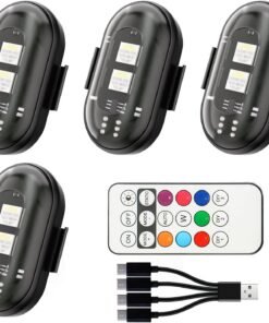 4 مصابيح LED لاسلكية وامضة مع جهاز تحكم عن بعد 10 ألوان لاسلكية قابلة لإعادة الشحن للسيارة بضمان عام