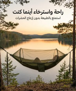 أرجوحة خارجية مزودة بمظلة شمسية وشبكة مقاومة للحشرات