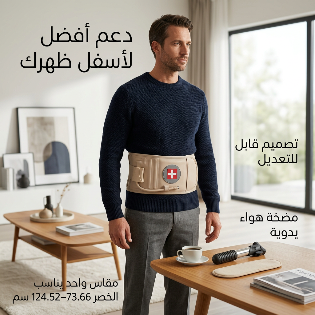 (الحزام الطبي الهوائي لفك الضغط عن الفقرات: الحل المبتكر لدعم أسفل الظهر وتخفيف الآلام فوراً (مقاس قابل للتعديل - الصورة 2