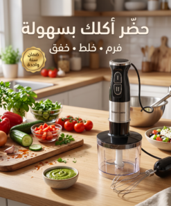 • ( مطحنة + هاند بلندر+ مضرب البيض + الدورق+مفرمة الطعام)محضر الطعام 4*1 سيلفر كريست