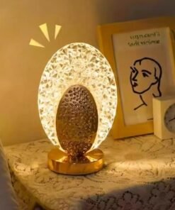 مصباح طاولة LED كريستالي بيضاوي