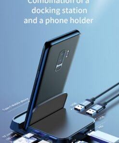 محطة إرساء محورية ذكية للهاتف المحمول من النوع C، قاعدة شحن USB-C، رأس محول إسقاط HDMI