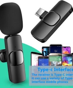 ميكروفون لاسلكي ذو طية صدر السترة لهاتف IPhone IPad ميكروفون لاسلكي احترافي بمشبك - ميكروفون تسجيل مكثف متعدد الاتجاهات لاسلكي للمقابلة والفيديو والبودكاست ومدونة الفيديو على YouTube