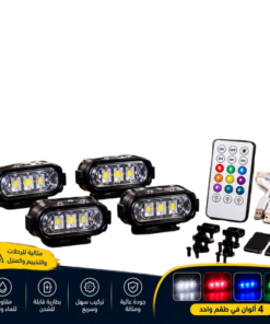 أضواء LED لاسلكية متعددة الألوان للسيارة والرحلات مع ريموت تحكم عن بُعد – طقم 4 قطع