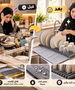 منظم ومجفف الأطباق القابل للتمدد فوق الحوض